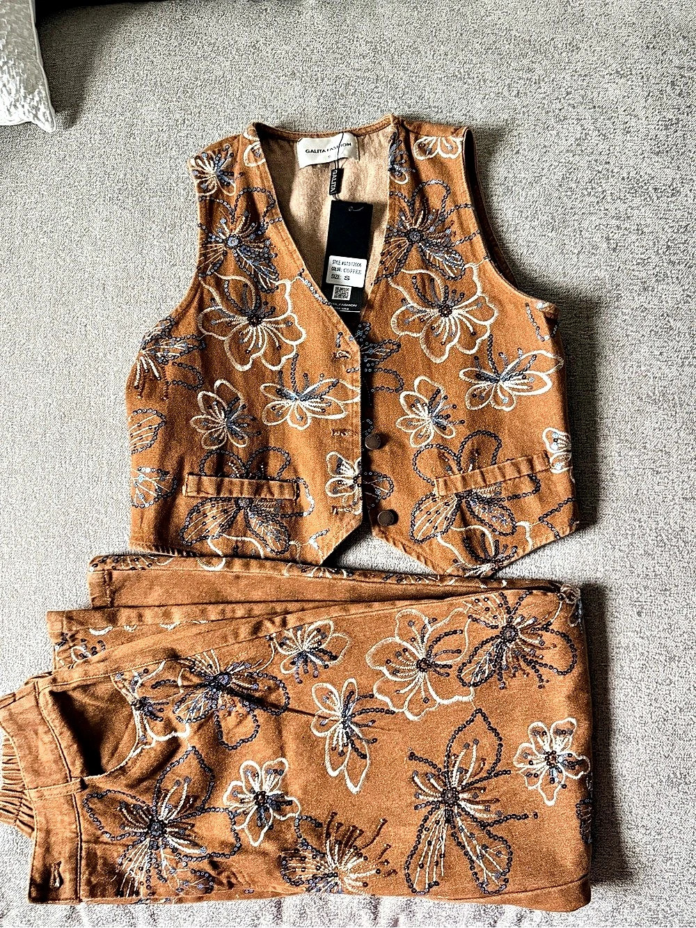 Sequence Floral Vest & Wide-Leg Pants Set NWT